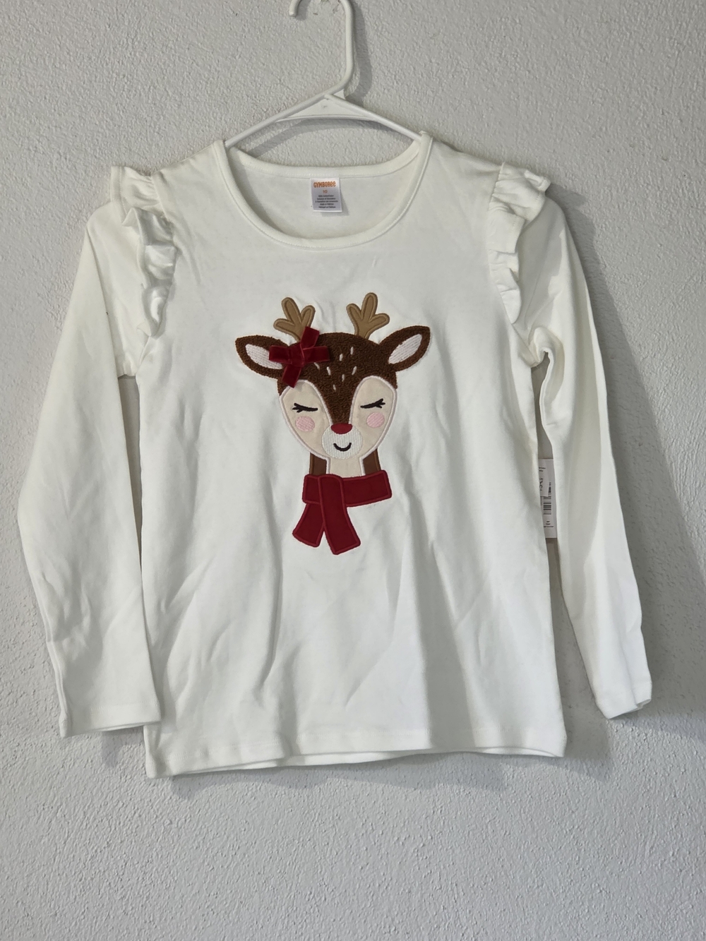 NWT Gymboree Girls Reindeer Ruffle Long Sleeve Shirt Size 10